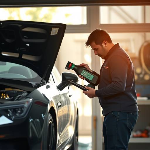 Mechanic performing an oil change on a car.